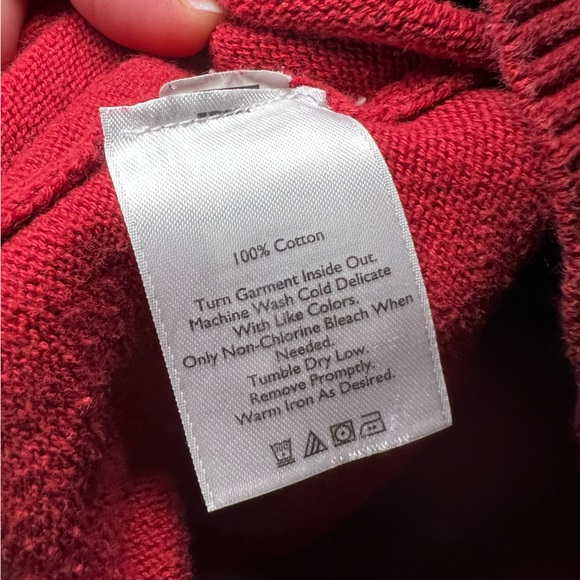 Eddie Bauer Nordic Quarter Zip 100% cotton Sweater In Tartan Red men’s large - Picture 9 of 10